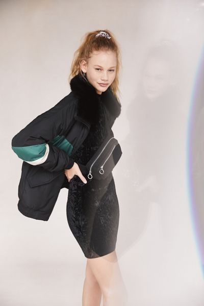 UO Ice Crusher Velvet Mock-Neck Mini Dress