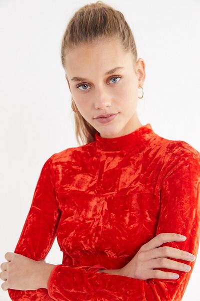 UO Ice Crusher Velvet Mock-Neck Mini Dress