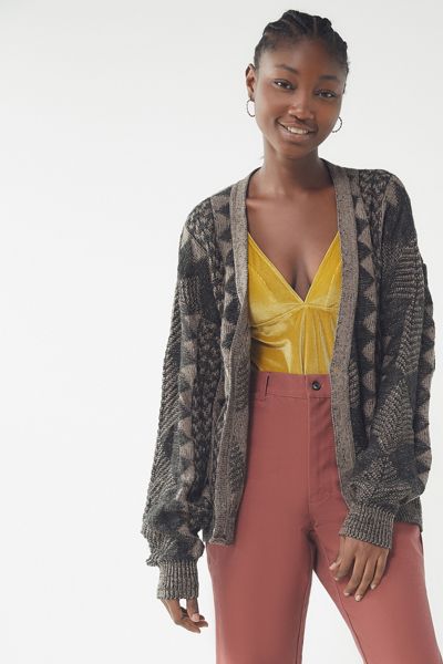 Vintage Oversized Patterned Cardigan
