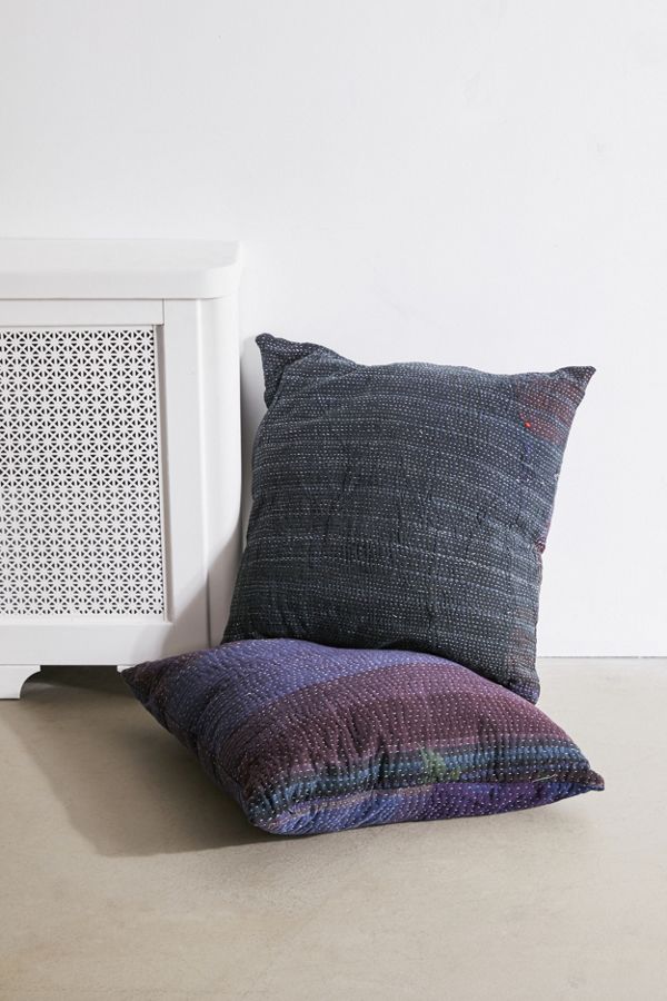 Slide View: 1: Urban Renewal One-Of-A-Kind Overdyed Kantha Throw Pillow