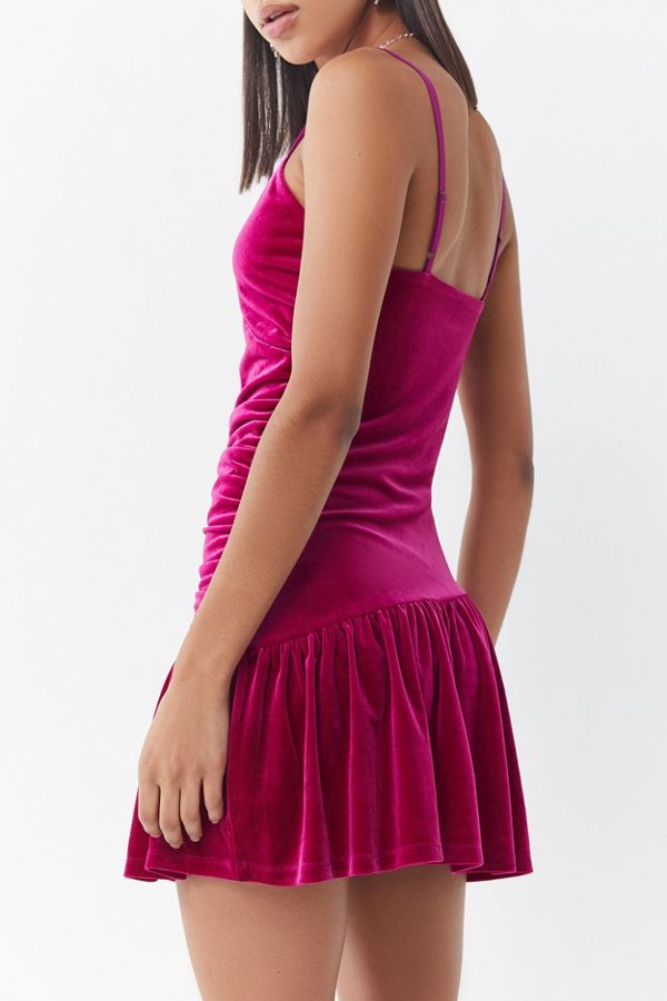 UO Lulu Velvet Ruched Mini Dress Urban Outfitters