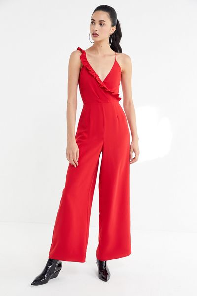 Keepsake Forget You Ruffle Surplice Jumpsuit
