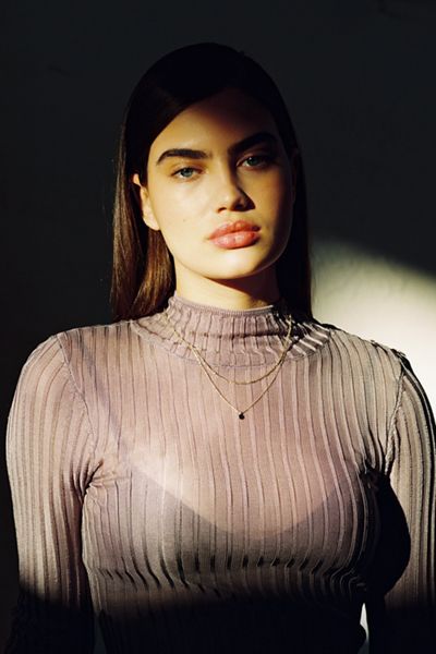 UO Ginger Sheer Mock-Neck Top