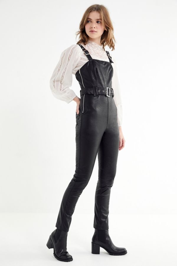 Dahli Tatum Belted Faux Leather Jumpsuit | Urban Outfitters