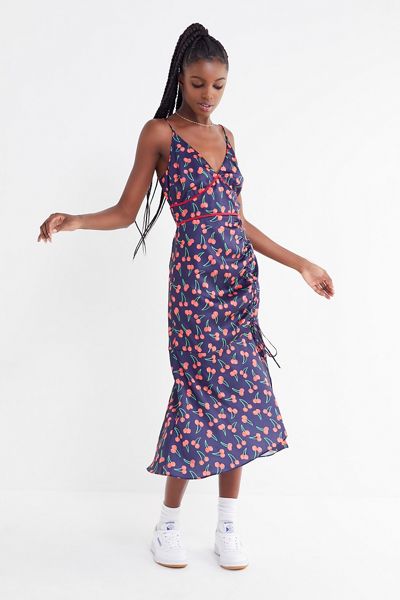 Finders Keepers Valentina Cherry Ruched Midi Dress