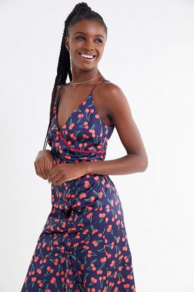 Finders Keepers Valentina Cherry Ruched Midi Dress