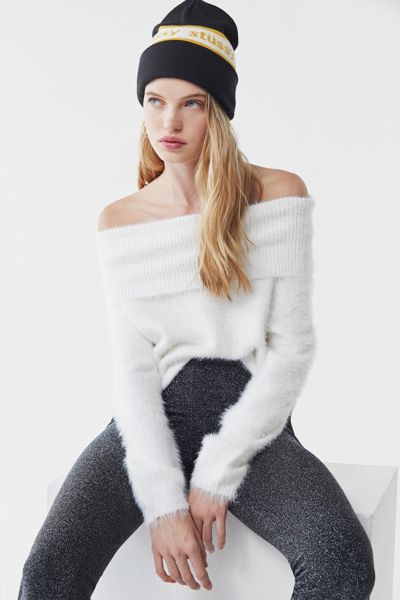 UO Fifi Fuzzy Off-The-Shoulder Sweater