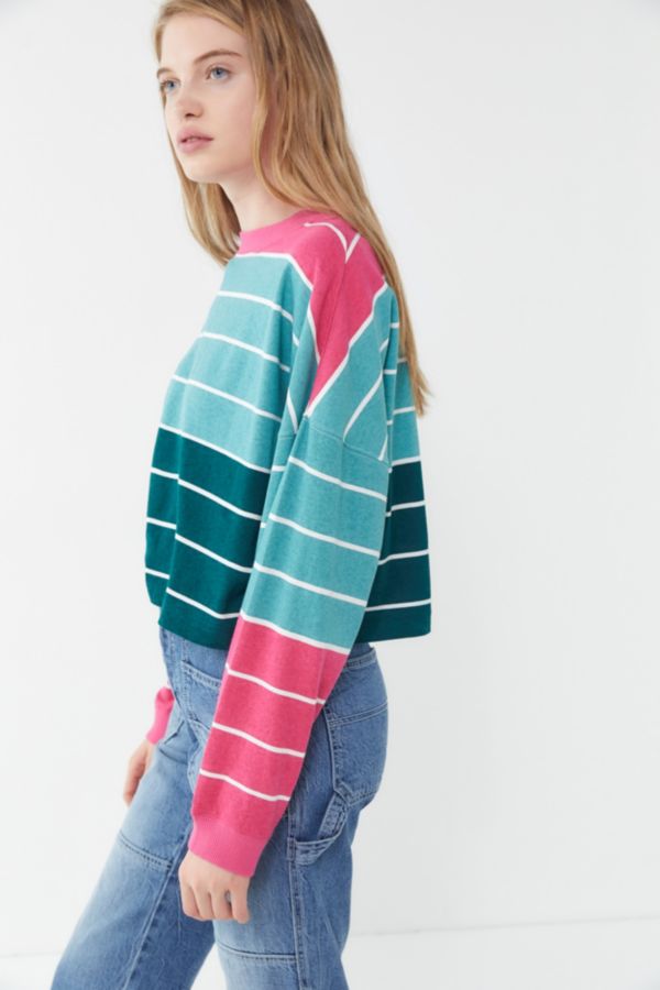 UO Angie Striped Crew-Neck Cropped Top | Urban Outfitters