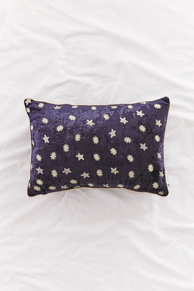 Celestial Embroidered Velvet Bolster Pillow