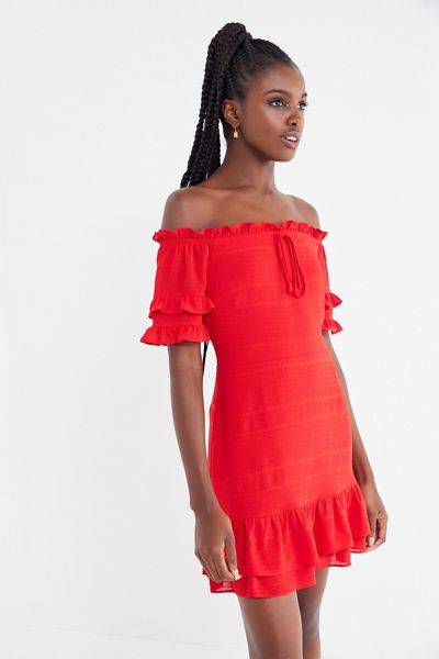 Lost + Wander Scorpion Off-The-Shoulder Ruffle Dress