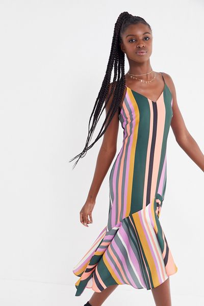 Lost + Wander Pandora Striped Ruffle Midi Dress