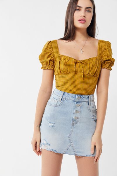 BDG Rider Denim Button-Fly Mini Skirt