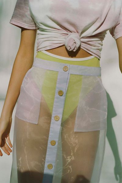 UO Organza Button-Front Midi Skirt