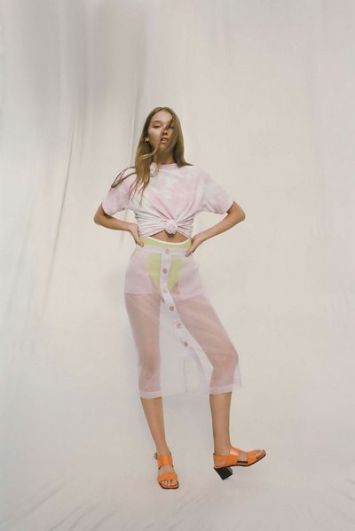 UO Organza Button-Front Midi Skirt