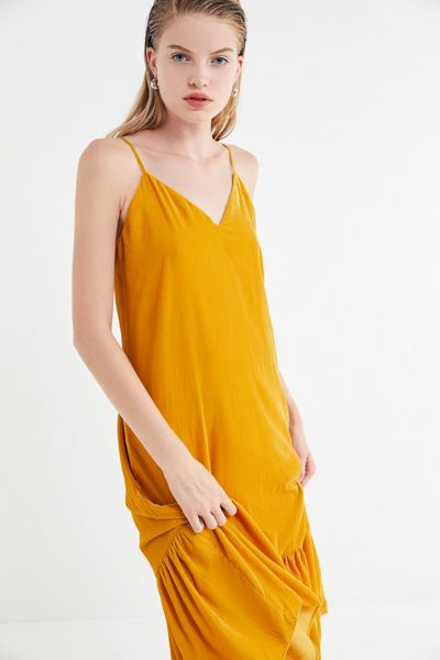 UO Madeline Velvet Ruffle Midi Dress