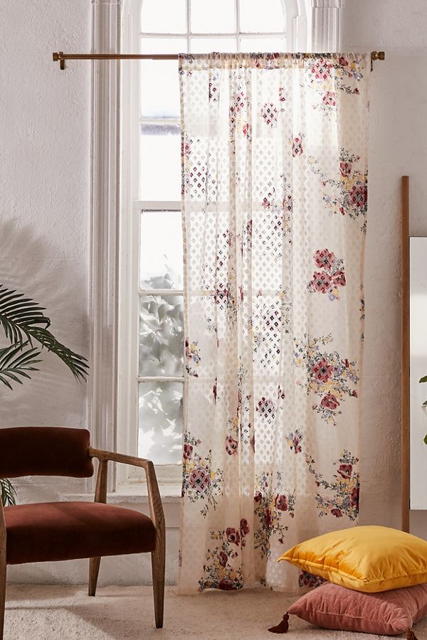Slide View: 1: Dalia Printed Lace Window Panel