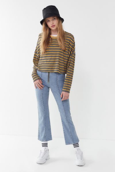 BDG Zip-Front Cropped Kick Flare Jean | Urban Outfitters