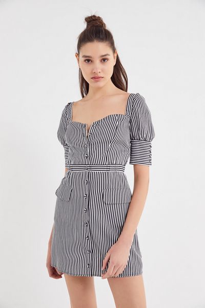 Ali & Jay All Aboard Striped Puff Sleeve Mini Dress