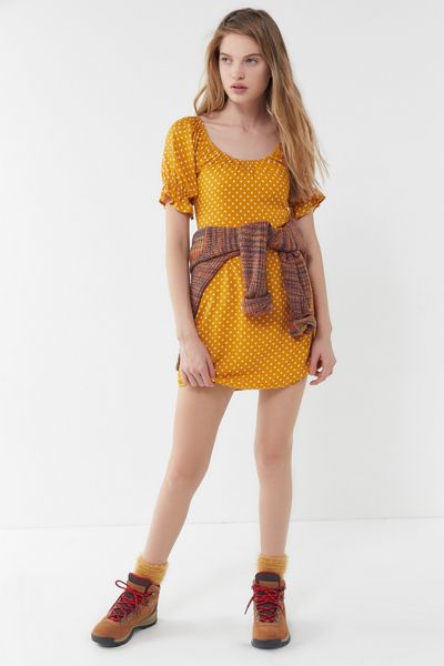 UO Polka Dot Puff Sleeve Mini Dress