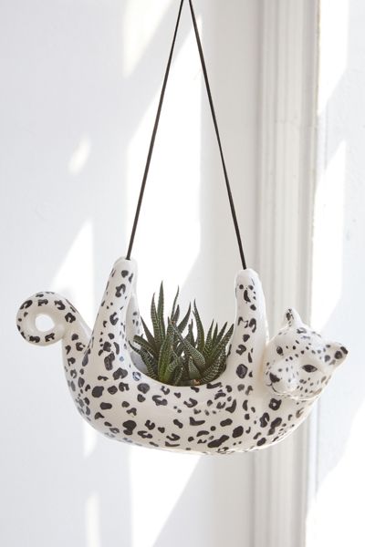Snow Leopard Hanging Planter