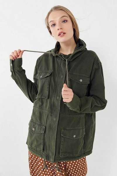 UO Canvas Hooded Zip-Front Surplus Jacket