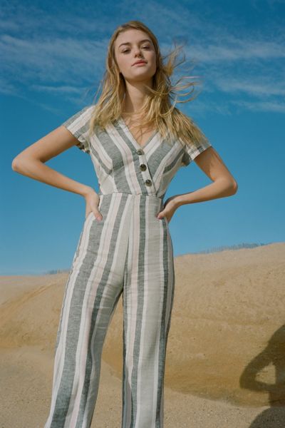 UO Karen Surplice Button-Down Jumpsuit