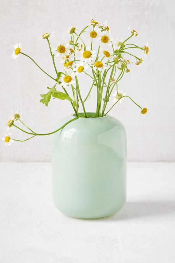 Slide View: 1: Oval Milk Glass Bud Vase