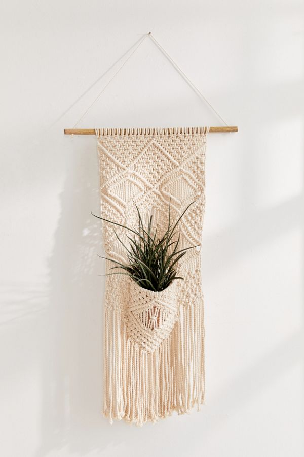 Slide View: 1: Macramé Planter Pocket Wall Hanging