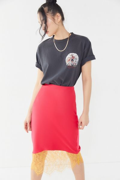 UO Molly Silky Lace Trim Slip Skirt