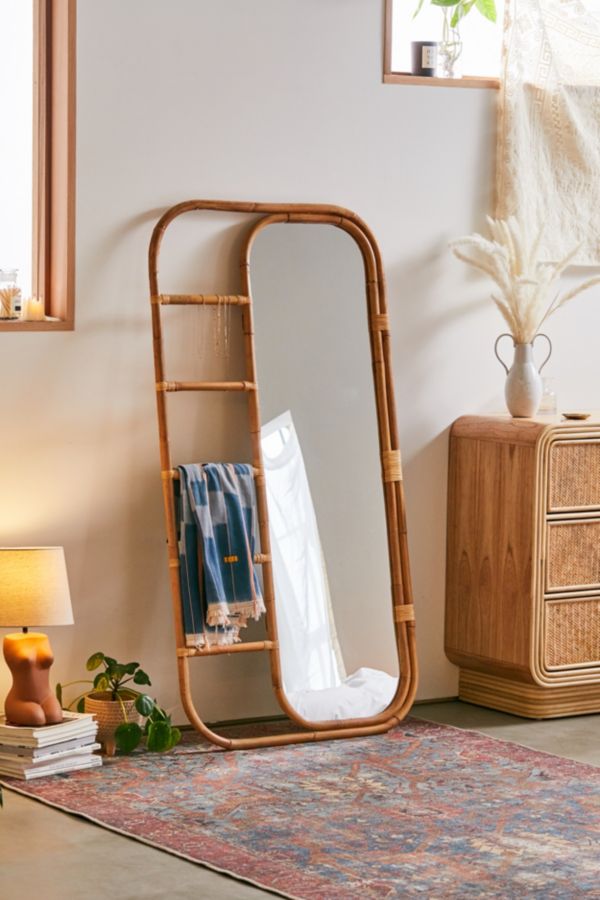 Slide View: 1: Ria Leaning Rattan Mirror