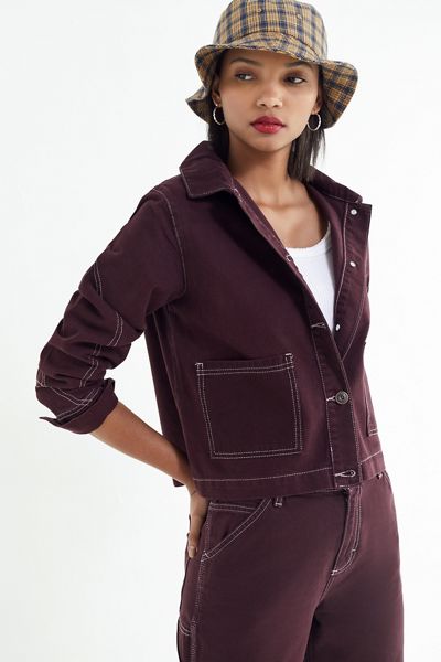 UO Damson Contrast Stitch Utility Jacket