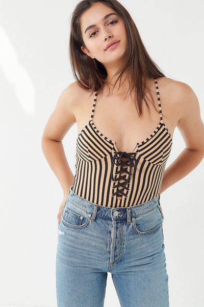 Out From Under Lorena Lace-Up Bodysuit