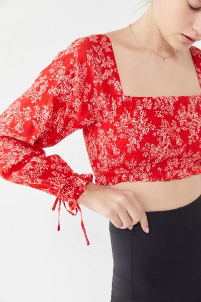 UO Victoria Smocked Cropped Top