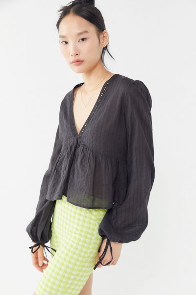 UO Acadia Balloon Sleeve Babydoll Top
