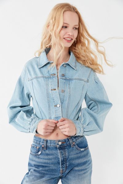 BDG Frida Denim Puff Sleeve Cropped Jacket