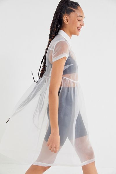 UO Cloud Nine Organza Midi Shirt Dress