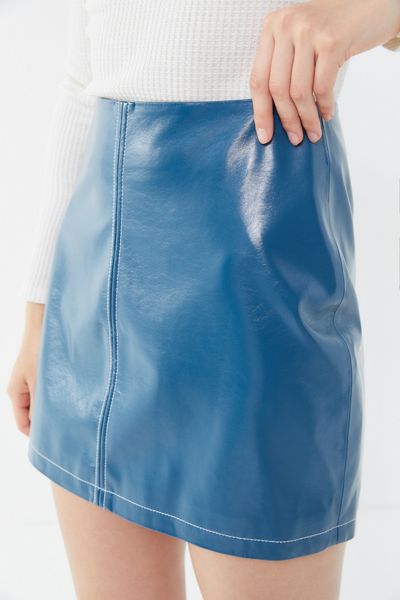 UO Luna Patent Contrast Stitch Mini Skirt