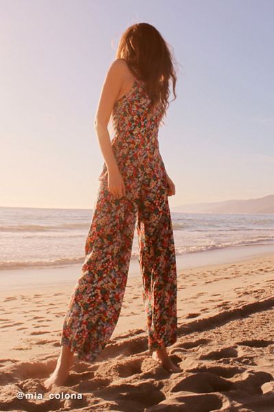 UO Lola Smocked Halter Jumpsuit