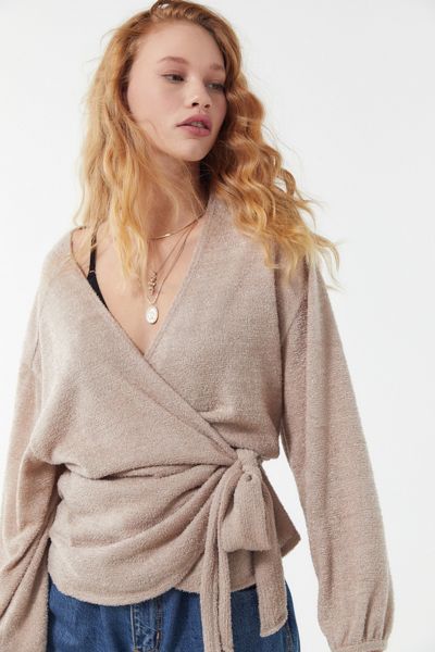 Out From Under Blair Eyelash Long Sleeve Wrap Top