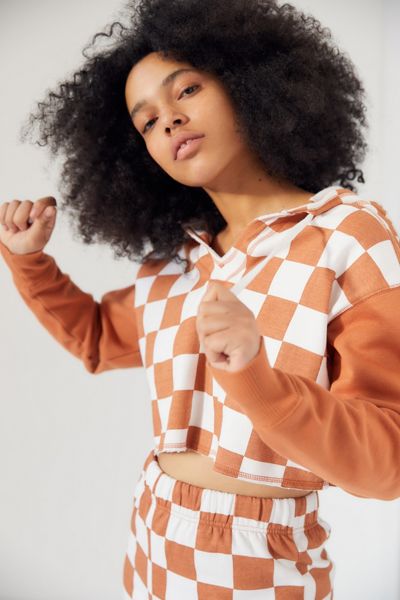 Out From Under Checkmate Cropped Hoodie Sweatshirt