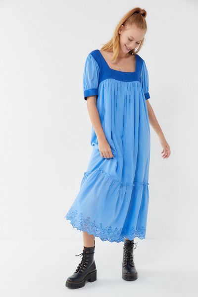 UO Gigi Puff Sleeve Maxi Frock Dress