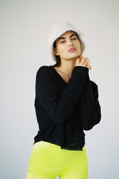 Out From Under Jade Slouchy Thermal V-Neck Top