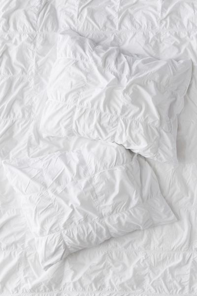 Washed Cotton Puffy Grid Sham Set