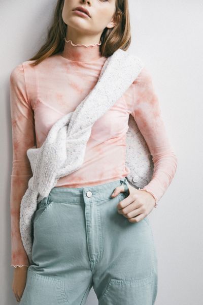 UO Cass Mesh Turtleneck Top