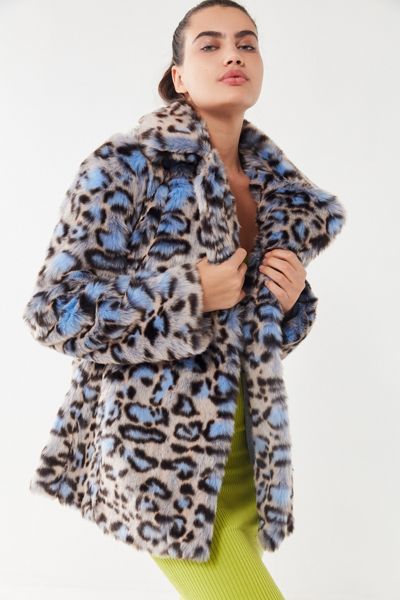 Avec Les Filles Leopard Print Faux Fur Coat