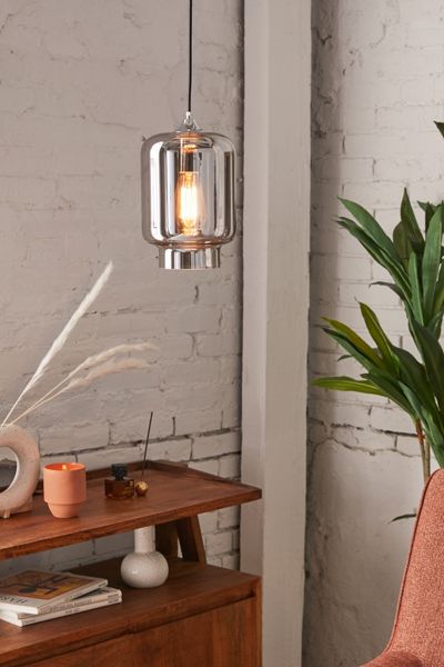 Chrome Glass Shade Pendant Light