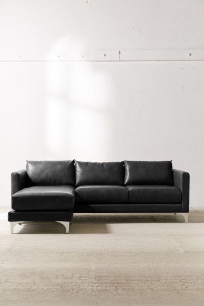 Urban Outfitters Chamberlin Recycled Leather Sectional Sofa In Black