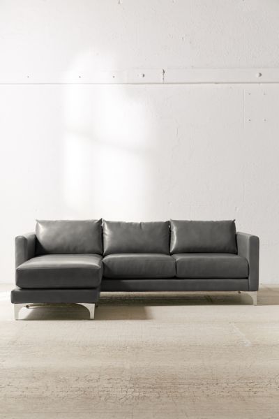 Urban Outfitters Chamberlin Recycled Leather Sectional Sofa In Dark Grey