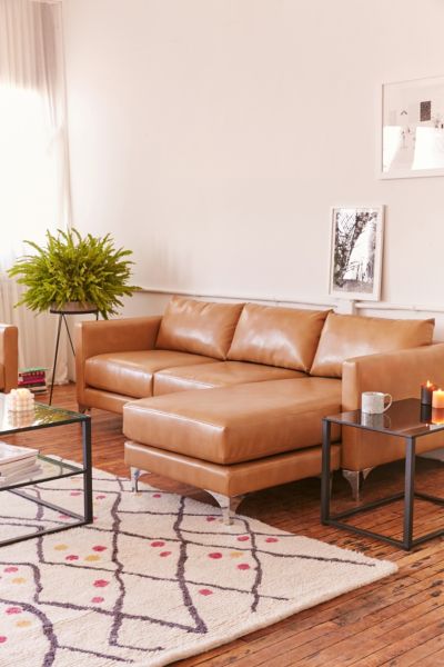 Urban Outfitters Chamberlin Recycled Leather Sectional Sofa In Brown