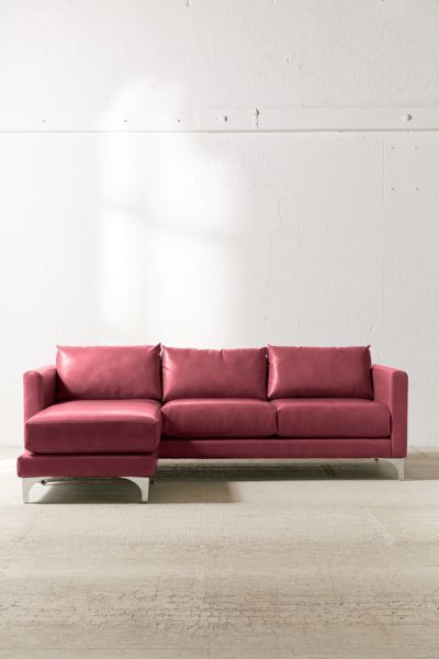 Urban Outfitters Chamberlin Recycled Leather Sectional Sofa In Cranberry